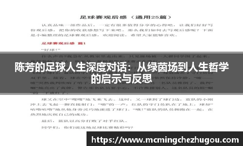 陈芳的足球人生深度对话：从绿茵场到人生哲学的启示与反思