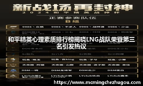 和平精英心理素质排行榜揭晓LNG战队荣登第三名引发热议