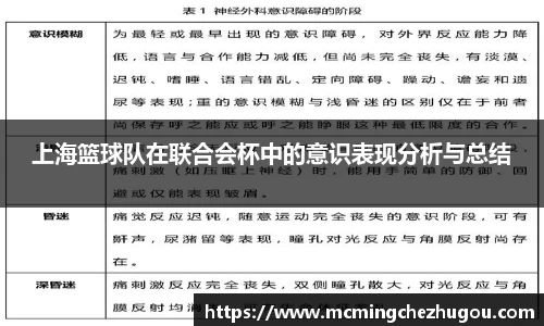 上海篮球队在联合会杯中的意识表现分析与总结