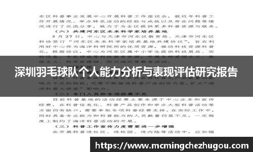 深圳羽毛球队个人能力分析与表现评估研究报告